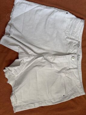 a.n.a White Denim Frayed Hem Jean Shorts